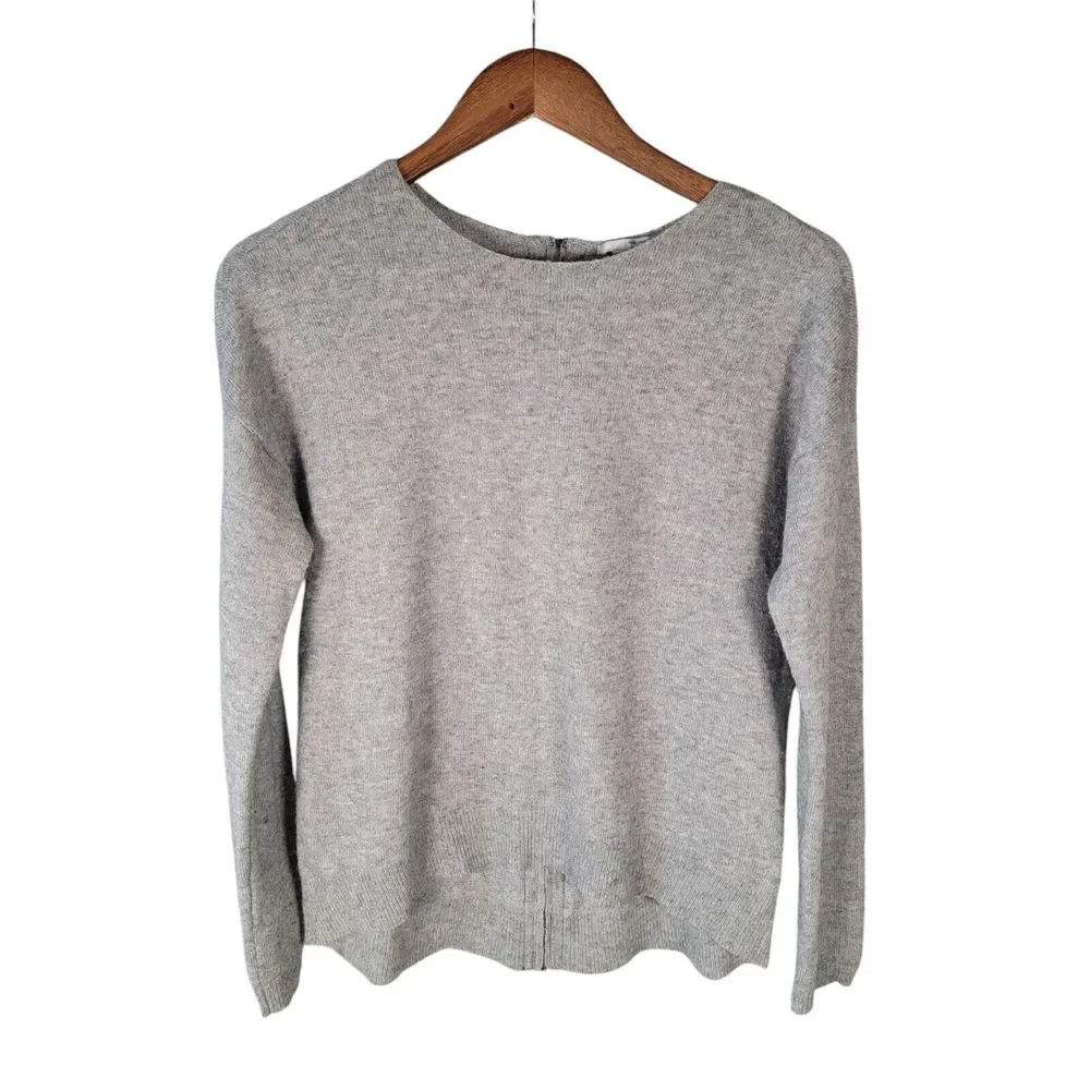 Halogen Women's Size XS Wool Cashmere Sweater Gray Full Back Zip‎
